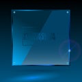 Vector blue square glass - light background and banner