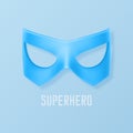 Vector Blue Super Hero Mask. Face Character, Superhero Comic Book Mask Closeup Isolated with Shadow in Front View Royalty Free Stock Photo