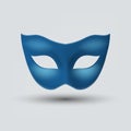 Vector Blue Super Hero Mask. Face Character, Superhero Comic Book Mask Closeup Isolated with Shadow in Front View