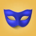 Vector Blue Super Hero Mask. Face Character, Superhero Comic Book Mask Closeup Isolated with Shadow in Front View Royalty Free Stock Photo