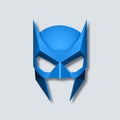 Vector Blue Super Hero Mask. Face Character, Superhero Comic Book Mask Closeup Isolated with Shadow in Front View Royalty Free Stock Photo