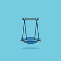 Vector of a blue swing with a wooden handle on a blue backgroun