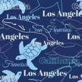 Vector Blue Travel California Cities Animals