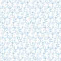 Vector Blue Turkish Lineart Floral Seamless