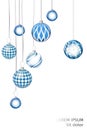 Vector blue xmas background abstract. Christmas ball snow orname