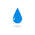 Vector blue water drop icon. Symbol of clear water. Isolated on white background. Royalty Free Stock Photo