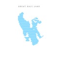 Vector Blue Wave Pattern Map of Great Salt Lake. Wavy Line Pattern Silhouette of Great Salt Lake