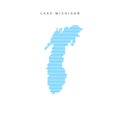 Vector Blue Wave Pattern Map of Lake Michigan. Wavy Line Pattern Silhouette of Lake Michigan Royalty Free Stock Photo