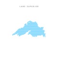 Vector Blue Wave Pattern Map of Lake Superior. Wavy Line Pattern Silhouette of Lake Superior Royalty Free Stock Photo