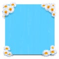 Vector Blue Wooden Board with Camomiles