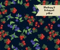 Vector blueberry and redcurrant seamless pattern. background, pattern, fabric design, wrapping paper, cover