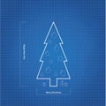 Vector blueprint Christmas tree.
