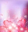 Vector blur background with hearts and sparks. Royalty Free Stock Photo