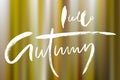 Vector blurred autumn landscape background with typography text. Hello Autumn.