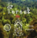 Vector blurred background with forest, hut, wood, firewood