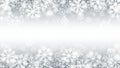 Vector Blurred Motion Falling Snow Border 3D Effect With Realistic White Snowflakes Overlay On Light Silver Background Royalty Free Stock Photo