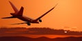 Vector Boeing-787 at sunset Royalty Free Stock Photo