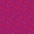 Vector bohemian christmas pink stars and balls, red branches, purple background seamless repeat pattern Royalty Free Stock Photo