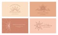 Vector bohemian logo designs with sun,cloud or sea waves and light rays Royalty Free Stock Photo