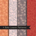 Vector Boho Leaves Patterns Set