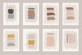 Vector boho wall art print set. Abstract art in soft pastel neutral nude colors. Collection of neutral colorful bohemian style Royalty Free Stock Photo