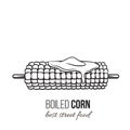 Boiled corn on stick