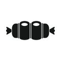 Vector boiled sausage black simple icon isolated