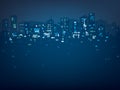 Vector bokeh night city background.