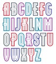 Vector bold condensed capital alphabet letters collection made with white lines, can be used in poster design as newspaper