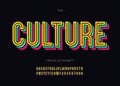 Vector bold culture font trendy typography color style