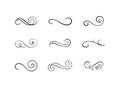 Vector Book Decoration Antique Set, Swirly Lines, Calligraphic Design Elements Isolated on White Background, Black Color. Royalty Free Stock Photo