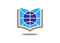Vector book logo illustration with globe Royalty Free Stock Photo