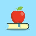 Vector books with apple flat. modern icon design illustration