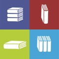 Vector books flat icon on color background