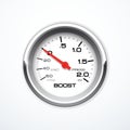 Vector boost meter isolated. Intake air pressure gauge Royalty Free Stock Photo