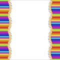 Vector double frame made of vertical rows colored wooden pencils Royalty Free Stock Photo