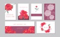 Vector botanical horizontal, vertical banners set with pink peony,aster flowers. Romantic design for natural cosmetics