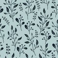 Vector botanical seamless pattern with branches with berries in a simple style