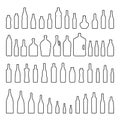 Vector bottles and glasses icon set black line style Royalty Free Stock Photo