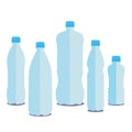 Vector bottles of pure water. Different sized bottles