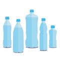 Vector bottles of pure water. Different sized bottles