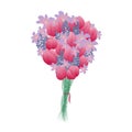 Vector Bouquet lily lilac pink flowers. Illustration on white background. Royalty Free Stock Photo