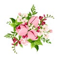 Bouquet of pink tulip flowers. Vector illustration.