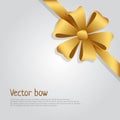 Vector Bow. Golden Wide Ribbon. Bright Six Petals