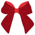 Vector bow Illustration. Isolated long red ribbon and big bow with two tails. Colorful satin stretching line. Holiday concept. New Royalty Free Stock Photo