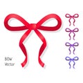 Vector bow set isolated. Colors of present bows.