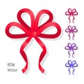 Vector bow set isolated. Colors of present bows.