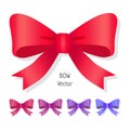 Vector bow set isolated. Colors of present bows.