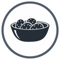 Vector Bowl Filled with Dark Cookies or Decorated Eggs Icon Royalty Free Stock Photo
