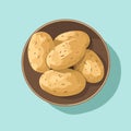 Vector of a bowl of peanuts on a blue background - flat icon